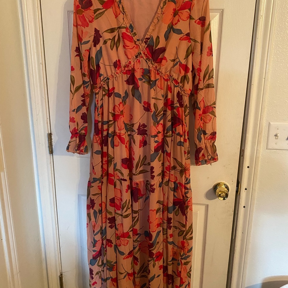 SHEIN Floral V-Neck Maxi Dress